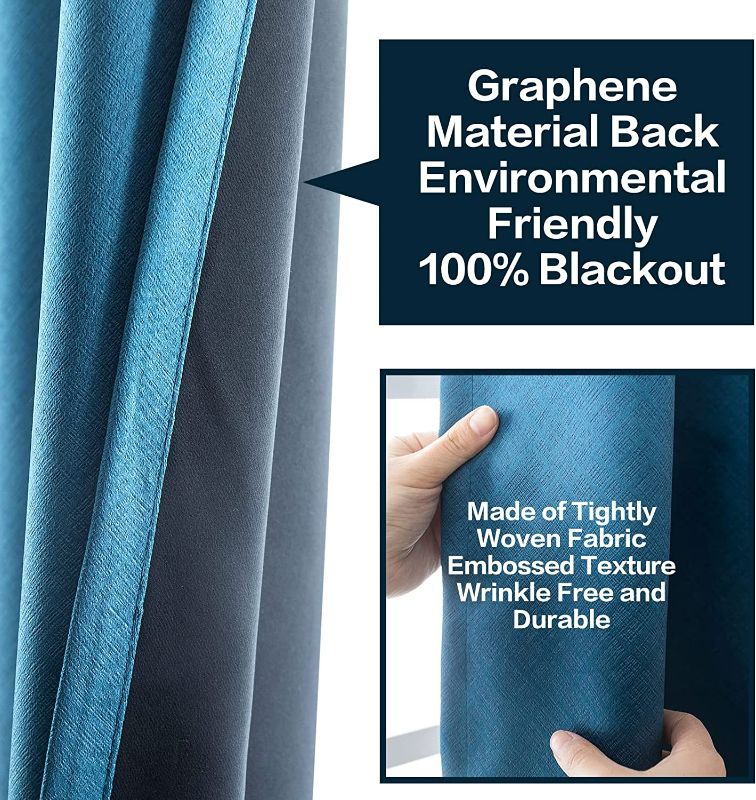 Photo 5 of Baolanna 100% Blackout Curtains 2 Panels Set Grommet Top Completely Blackout Window Curtain 63 Inches Length Thermal Insulated Full Room Darkening Drapes for Bedroom Living Room (Navy Blue, 52x63)