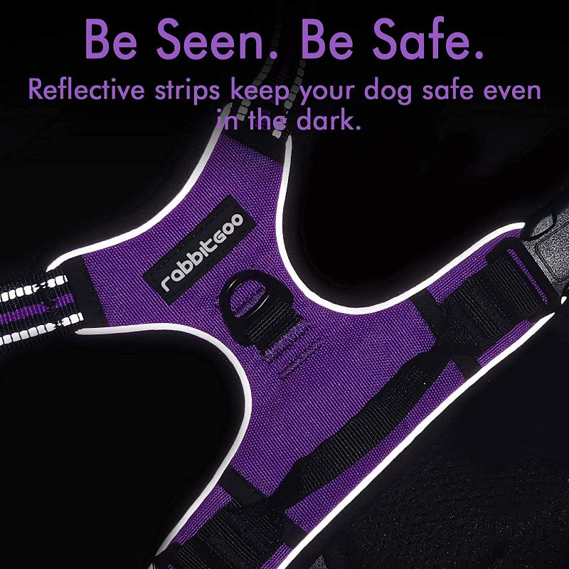 Photo 6 of  Dog Harness, No-Pull Pet Harness with 2 Leash Clips, Adjustable Soft Padded Dog Vest, Reflective No-Choke Pet Oxford Vest with Easy Control Handle for Large Dogs, Purple, L