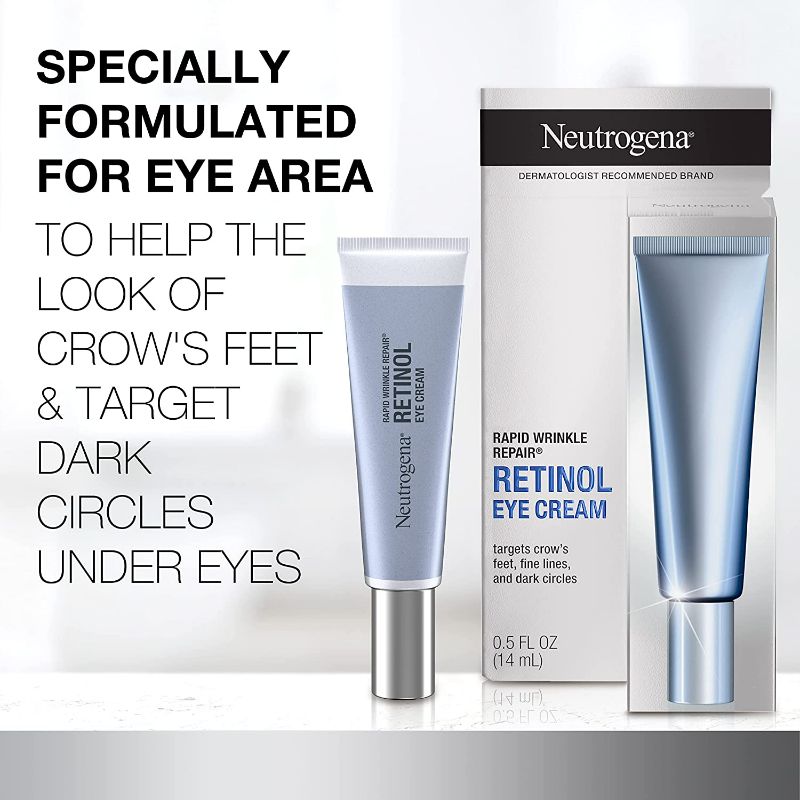 Photo 2 of Neutrogena Rapid Wrinkle Repair Retinol Eye Cream for Dark Circles, Daily Anti-Aging Under Eye Cream with Retinol & Hyaluronic Acid to Fight Fine Lines, Wrinkles, & Dark Spots, 0.5 fl. oz RWR Eye Cream