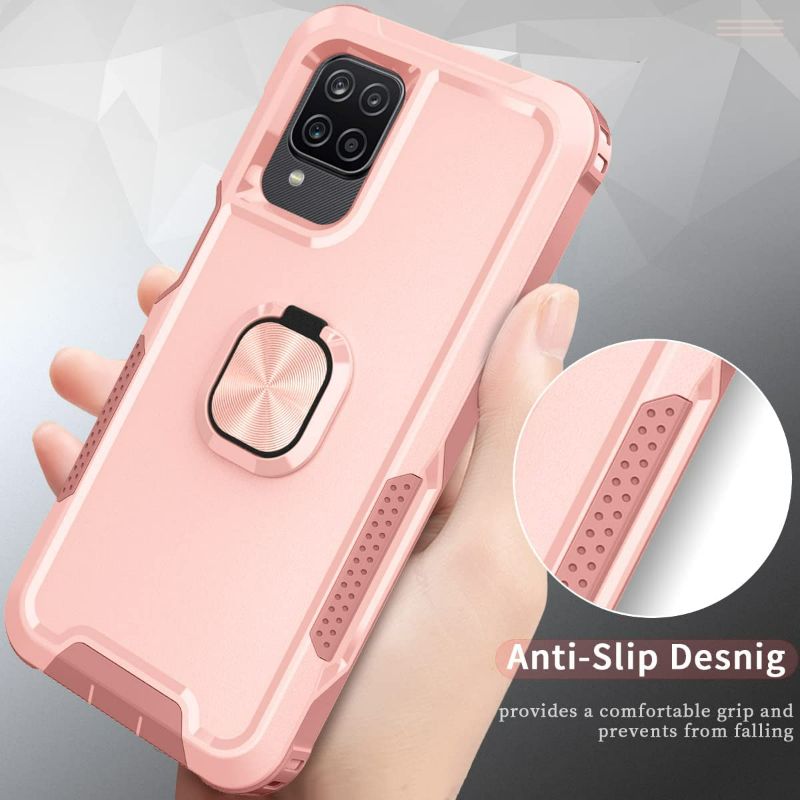 Photo 5 of Defeneder Compatible with Samsung Galaxy A13/A12/A32 Case Kickstand/360°Ring Holder,Supports Magnetic Car Mount/Military Grade Full Body Shockproof Bumper Anti-Scratch Hybrid Cover (Pink)
