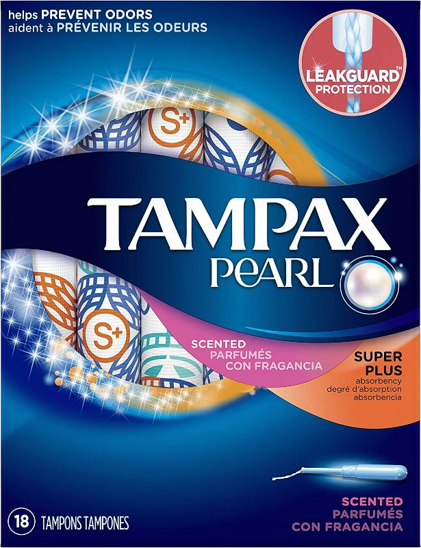 Photo 1 of Tampax Pearl Tampons with Plastic Applicator, Super Plus Absorbency, Fresh Scent, 18 Count