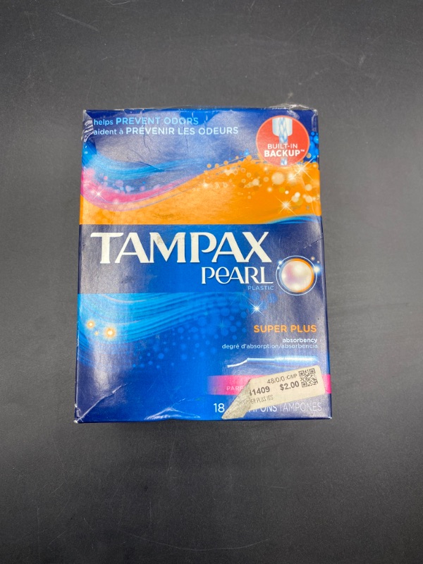 Photo 6 of Tampax Pearl Tampons with Plastic Applicator, Super Plus Absorbency, Fresh Scent, 18 Count
