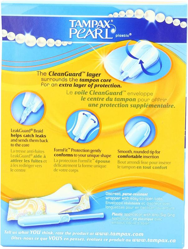 Photo 3 of Tampax Pearl Tampons with Plastic Applicator, Super Plus Absorbency, Fresh Scent, 18 Count