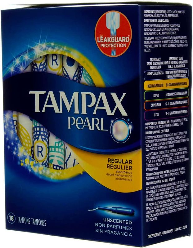 Photo 2 of Tampax Pearl Reg UNSC 18c Size 18ct Tampax Pearl Regular Unscented 18 Ct Ea