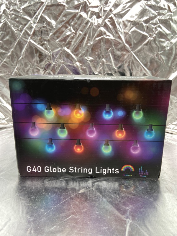 Photo 2 of 33Ft RGBw Smart String Lights Outdoor with Rope Fairy, Bluetooth APP & Remote Control, Color Changing Dimmable G40 Patio Lights for Balcony, Backyard, Party, Bistro, Holidays
