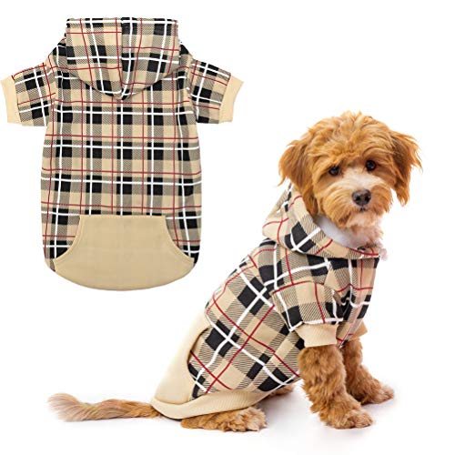 Photo 1 of Plaid dog hoodie British style dog sweater with hoodie and pocket color is different from stock see photo size 2xL