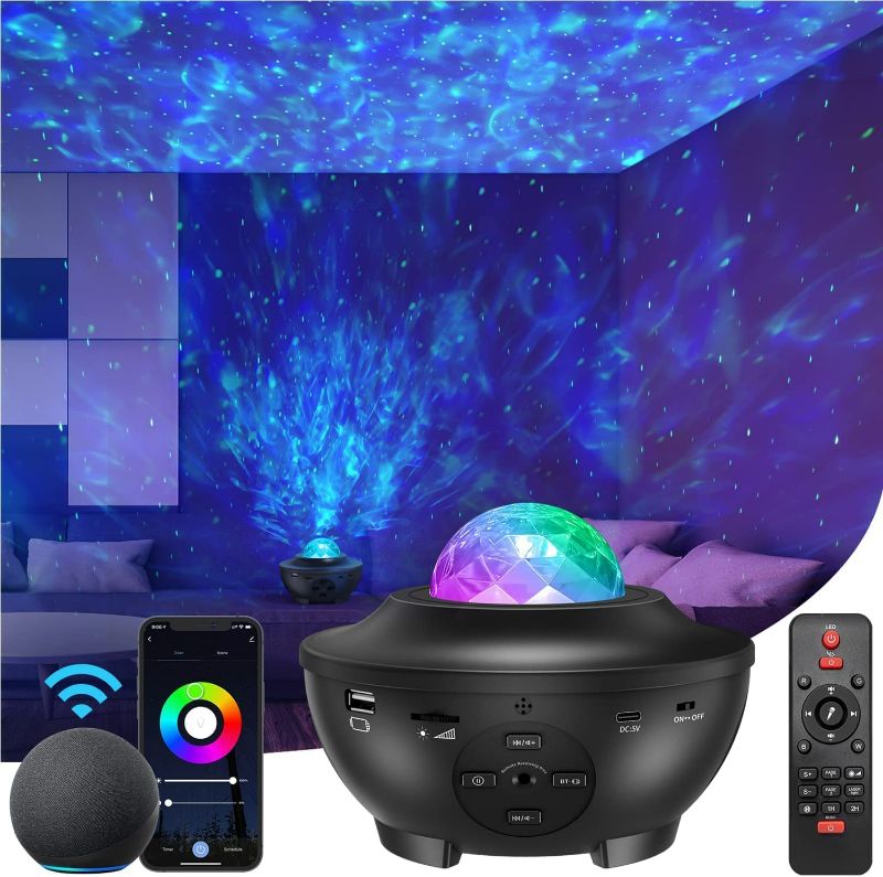 Photo 1 of Star Projector Galaxy Night Light Projector, with Remote Control&Bluetooth Music Speaker, Voice Control&Timer, Wi-Fi APP,Starry Light Projector for Kids Adults Bedroom/Decoration/Birthday/Party
