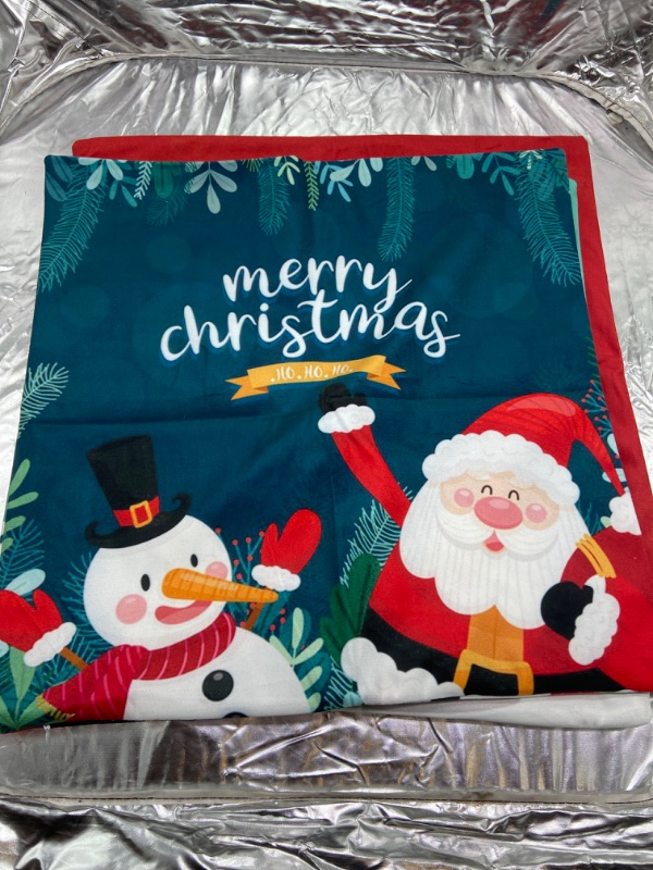 Photo 2 of  Christmas Decorations Pillow Covers 18 x 18 Inch Xmas Series Winter Santa Claus Snowman Cushion Case for Sofa Car Set of 4, Blue
