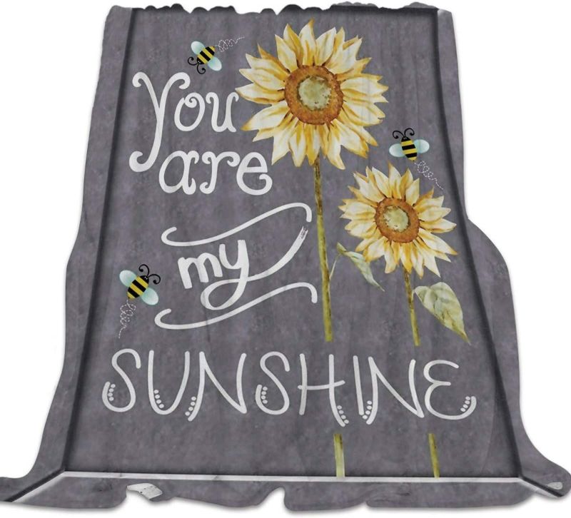 Photo 1 of Ultra Soft Flannel Fleece Bed Blanket You are My Sunshine Bees Sunflower Throw Blanket All Season Warm Fuzzy Light Weight Cozy Plush Blankets for Living Room/Bedroom 
