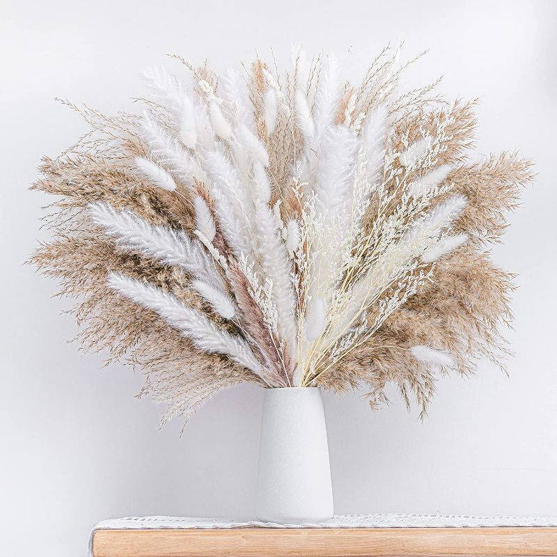 Photo 1 of Natural Dried Pampas Grass Bouquet,Boho Home Decor Bouquet, Phragmites Dried Flowers,Bouquet for Wedding Floral Arrangements Home Decorations
