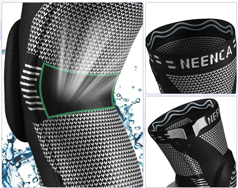 Photo 2 of  Professional Knee Brace, Compression Knee Sleeve with Patella Gel Pad & Side Stabilizers, Knee Support Bandage for Pain Relief, Medical Knee Pad for Running, Workout, Arthritis, Joint Recovery
