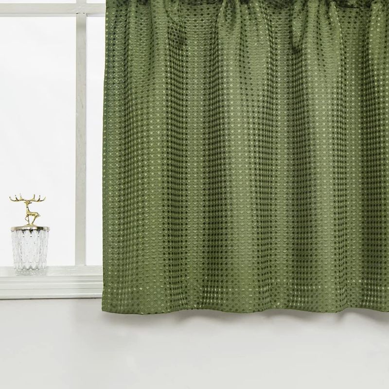 Photo 2 of Window Valances for Living Room Waffle-Weave Kitchen Valance for Windows Waffle Woven Textured Farmhouse Valances for Bedroom, 1 Panel, W60 x L16, Sage
