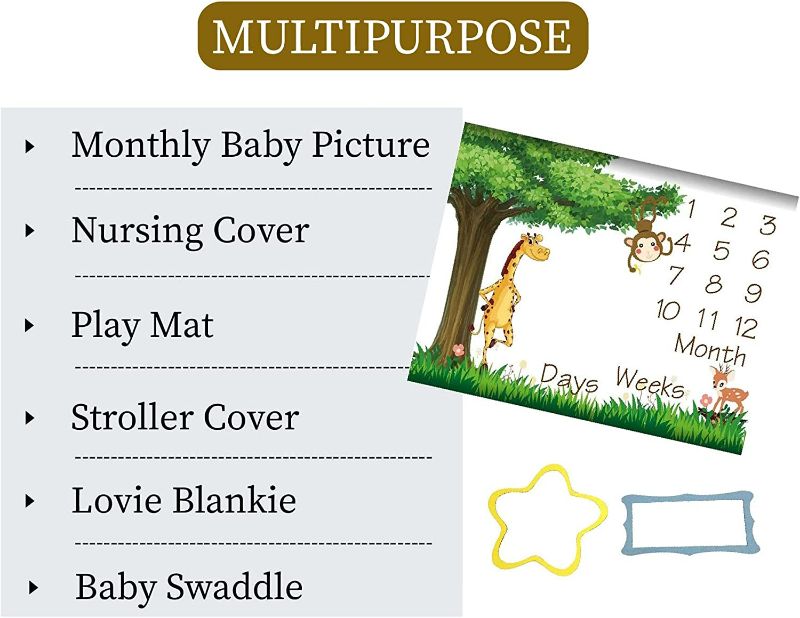 Photo 2 of Fashionable Ways Baby Monthly Milestone Blanket for Baby Boy and Girl - Baby Photo Blankets for Newborn Baby Shower - Baby Growth Chart Monthly Photography Personalized Muslin Swaddle
