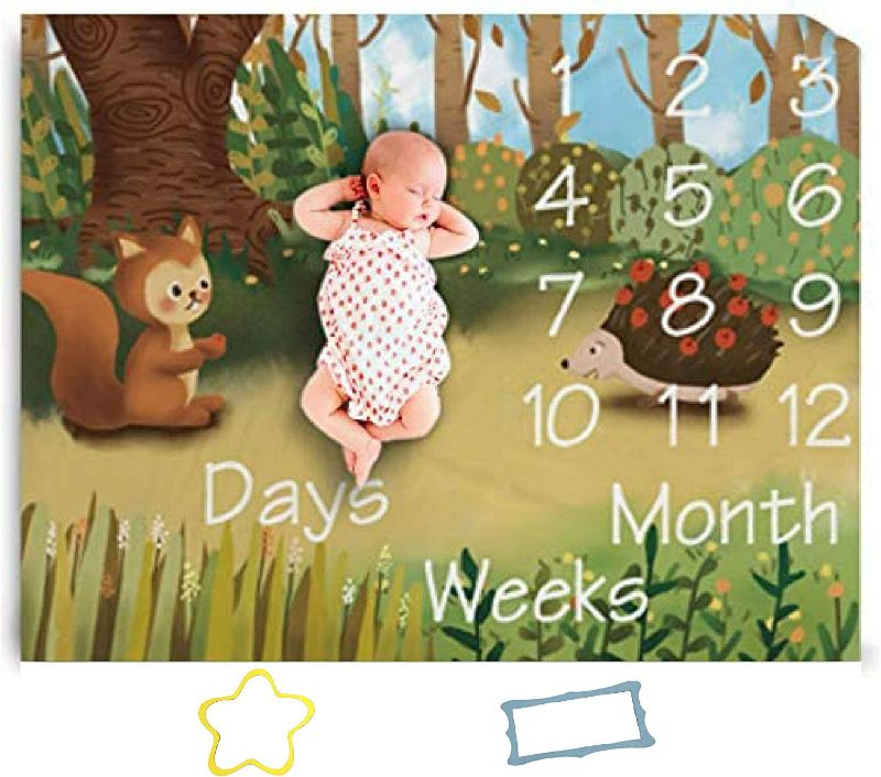 Photo 1 of Fashionable Ways Baby Monthly Milestone Blanket for Baby Boy and Girl - Baby Photo Blankets for Newborn Baby Shower - Baby Growth Chart Monthly Photography Personalized Muslin Swaddle
