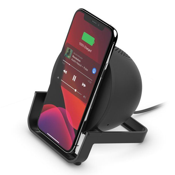Photo 1 of    Belkin BOOSTCHARGE Wireless Charging Stand with Bluetooth Speaker, Black
