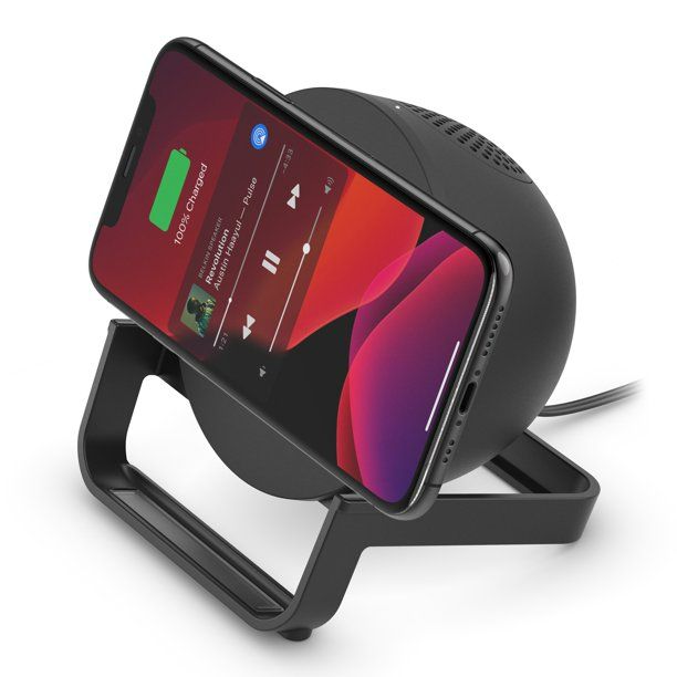 Photo 2 of    Belkin BOOSTCHARGE Wireless Charging Stand with Bluetooth Speaker, Black
