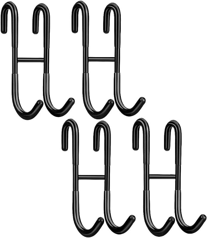 Photo 1 of  4 Pack Over Shower Glass Door Hook, Plated Matt Black, 304 Stainless Steel Rack Hooks, Bathroom Frameless Drilling-Free Hanger, for Bathing Suits, Robe, Towel, Squeegee, Loofah, Shaver
