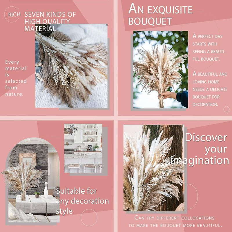 Photo 2 of Natural Dried Pampas Grass Bouquet,Boho Home Decor Bouquet, Phragmites Dried Flowers,Bouquet for Wedding Floral Arrangements Home Decorations
