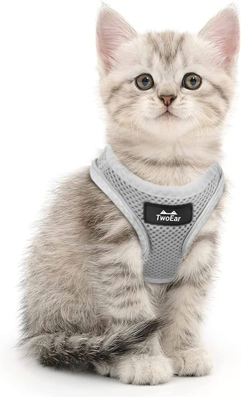 Photo 1 of TwoEar Dog Vest Harness Reflective, No-Pull Pet Harness Easy Control with Breathable Mesh, Soft Puppy Step-in Harness No-Choke for Outdoor Walking, Training for Small Dogs, Cats(XS, Grey)
