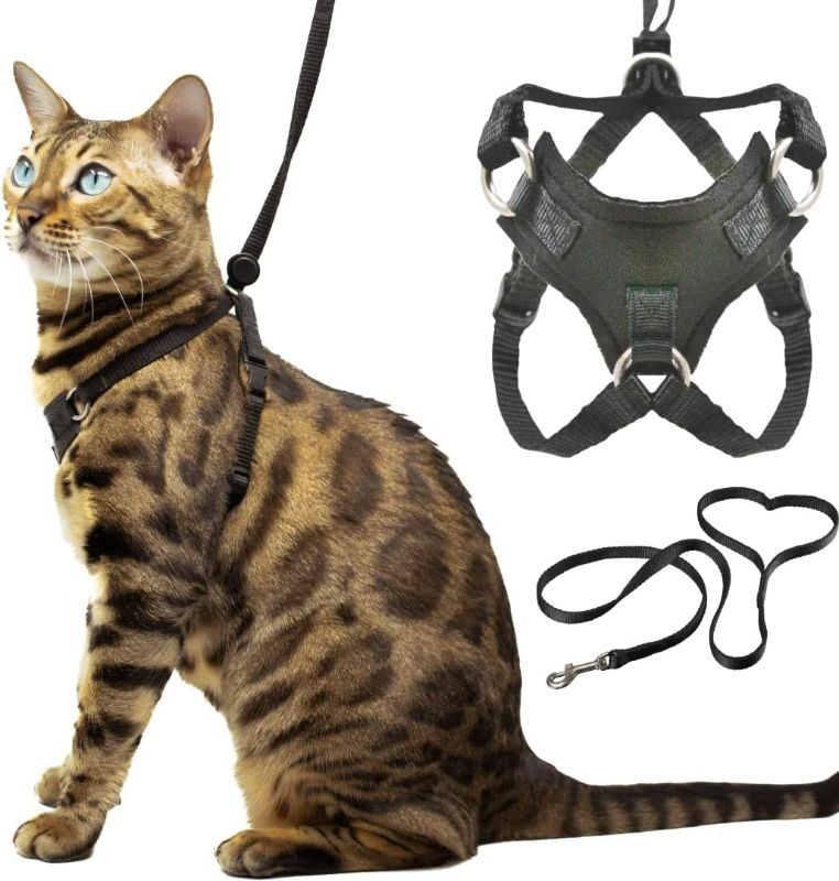 Photo 1 of Large Cat Harness and Leash Set (Escape Proof) by OutdoorBengal for Walking Big Cats (L)
