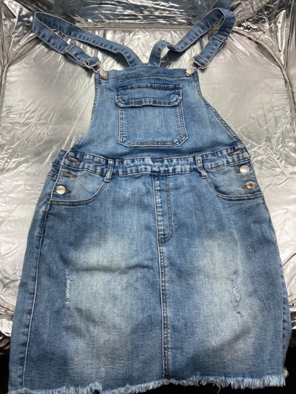 Photo 2 of SHEIN EZwear Plus Ripped Raw Hem Overall Denim Dress Without Tee SIZE MEDIUM