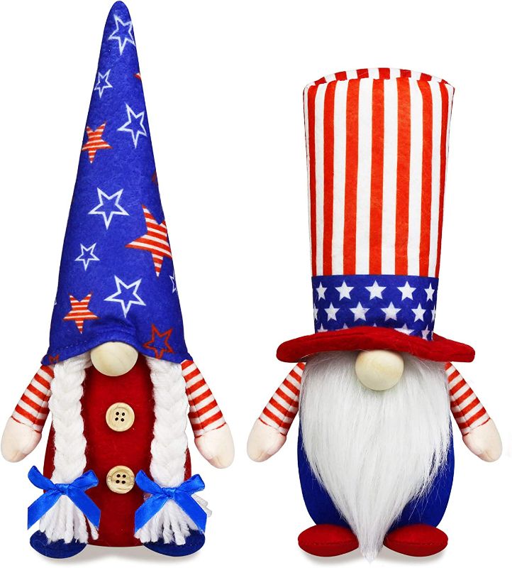 Photo 1 of 4th of July Decorations, 2 PCS Plush Table Ornaments Gift for Independence Day Memorial Day Presidents Day Veterans Day Armed Forces Day
