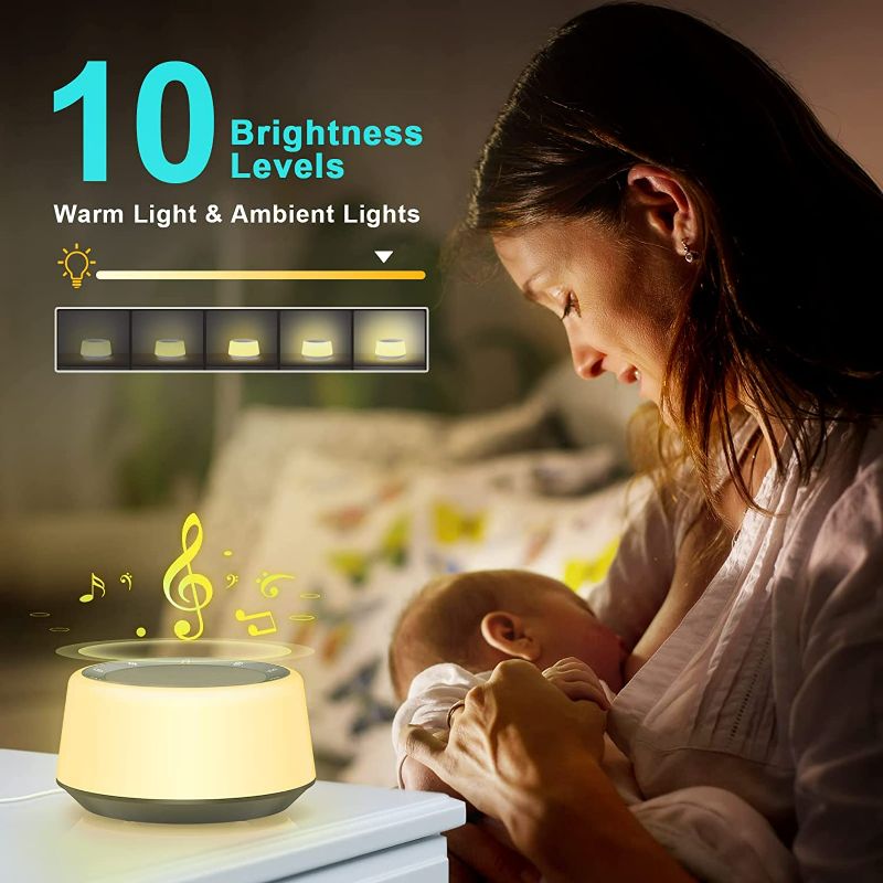 Photo 2 of  Letsfit White Noise Machine, Sleep Sound Machine with 30 Soothing Sounds, 7 Color Baby Night Lights, Full Touch Control, Timer and Memory Features, Plug in, Sound Machine for Baby, Adults
