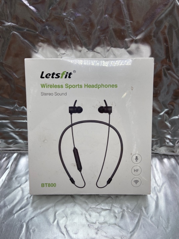 Photo 2 of Letsfit Wireless Sports Stereo Sound Headphones with Mic - White (BT800)
