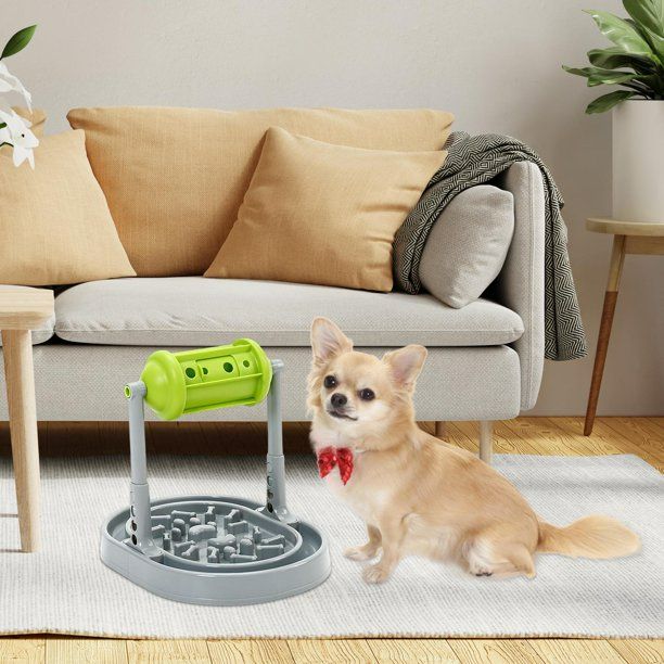 Photo 1 of Slow Feeder Dog Bowls Dog Puzzle Toys Adjustable Height Interactive Dog Toys IQ Training Feeding Tray for Cat Small Medium Large Dogs Puppy Green
