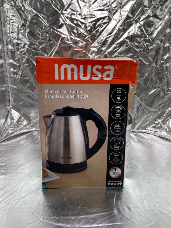 Photo 2 of IMUSA USA GAU-18220 1.8 Liter Cordless Stainless Steel Electric Tea Kettle with Easy To Serve Pouring Spout