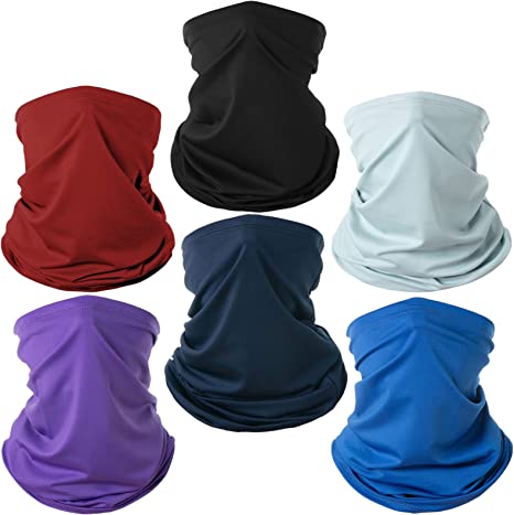 Photo 1 of 6 Pack Neck Gaiter Balaclava Bandana Gator Face Mask Scart Cover Breathable Sun Protection Headwear for Men Women COLORS PURPLE,BLUE,GREENBLACK 2PCS GREY
