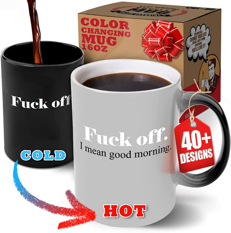 Photo 1 of "Fifty the ultimate F word" - Funny Coffee Mug for Men & Cute Coffee Cups for Women. Best Big Coffee Cups for Stocking Stuffers or Cute Gifts for Women COLOR CHANGING SEE PHOTO
