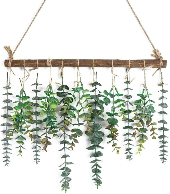 Photo 1 of Bathroom Decor Artificial Eucalyptus Wall Hanging Decor-Fake Eucalyptus Leaves Greenery Farmhouse Rustic Wall Hanging for Wedding?Bedroom?Kitchen?Nursery,Party Boho Home Decorations?Green?
