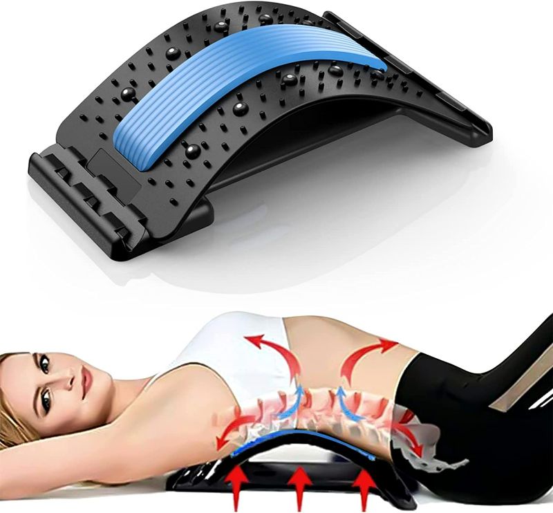 Photo 1 of Back Stretcher, Lumbar Back Cracker Board Pain Relief Device, Multi-Level Lumbar Back Massager, Pain Relief for Herniated Disc, Sciatica, Scoliosis, Lower and Upper Lumbar Support Stretcher COLOR BLACK 
