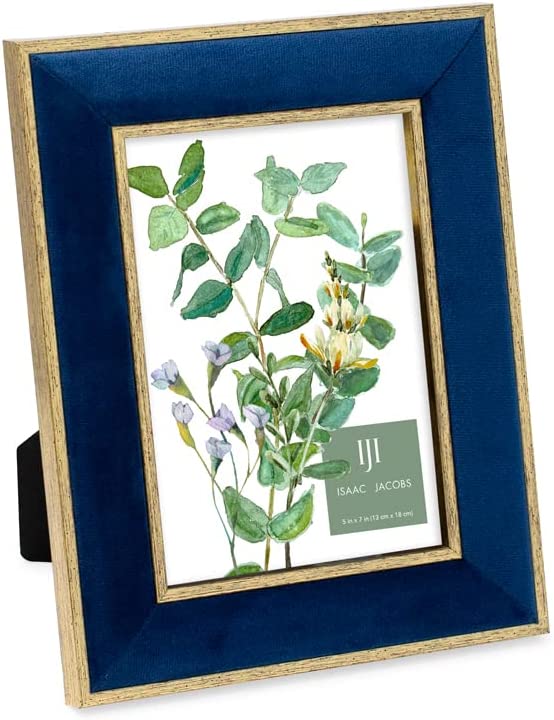Photo 1 of  5x7 Navy Velvet Picture Frame with Metallic Gold Double Border, Photo Frame, Horizontal & Vertical, Made for Tabletop & Wall Display, for Home and Office (5x7, Navy with Silver) SEE PHOTO
