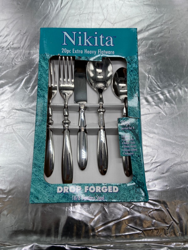 Photo 3 of B&F Piece Nikita Bistro 20 Pc Forged Stainless Steel Flatware Set, 3.4 LB, Silver