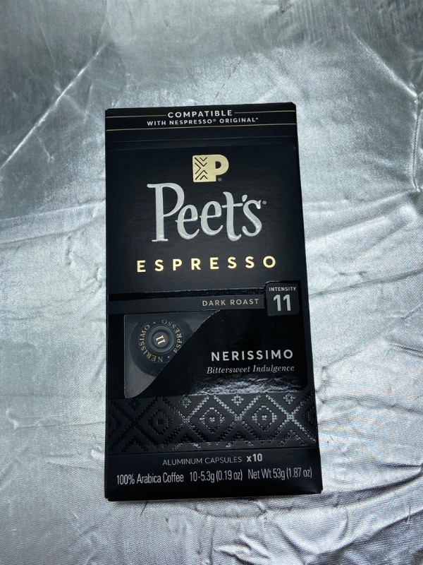 Photo 2 of Peet's Coffee, Dark Roast Espresso Pods Compatible with Nespresso Original Machine, Nerissimo Intensity 11, 10 Count (1 Box of 10 Espresso Capsules)