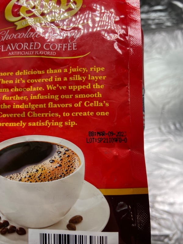 Photo 3 of Cella's Coffee Flavored Ground Coffee - Premium Arabica, Chocolate Cherry, (12 Ounce) Chocolate Cherry 12 Ounce (Pack of 1) BEST BY MARCH 9TH 2023