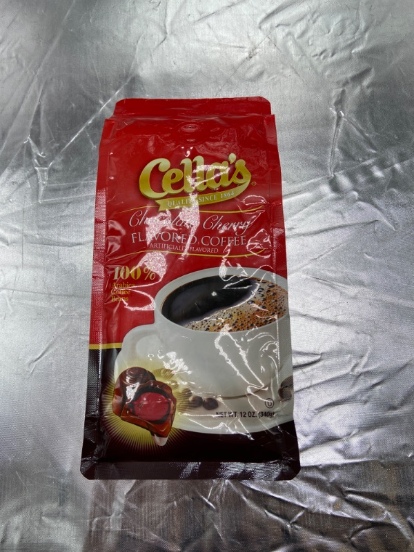 Photo 2 of Cella's Coffee Flavored Ground Coffee - Premium Arabica, Chocolate Cherry, (12 Ounce) Chocolate Cherry 12 Ounce (Pack of 1) BEST BY MARCH 9TH 2023