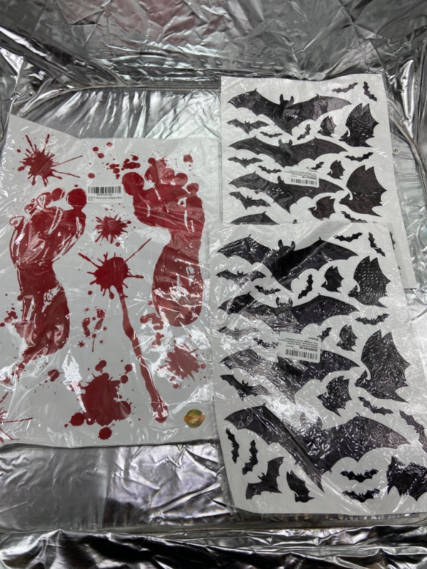 Photo 1 of BUNDLE OF -2CT Halloween Gel Window Clings for Glass Windows,Halloween Window Stickers Decals for Party,Halloween Window Decals Decorations,Halloween Gel Stickers,Halloween Window Clings Scary? & Halloween bloody feet decorations .