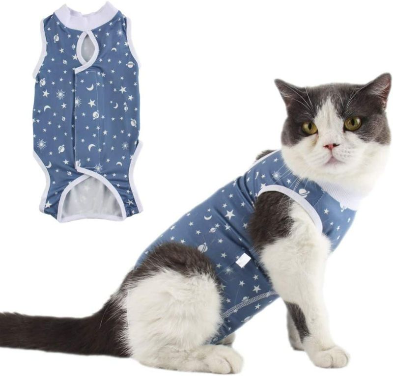 Photo 1 of Due Felice Cat Surgery Recovery Suit Small Dog Surgical Recovery Onesie Pet After Surgery Wear for Female Male Cat Doggy Blue Start/S
