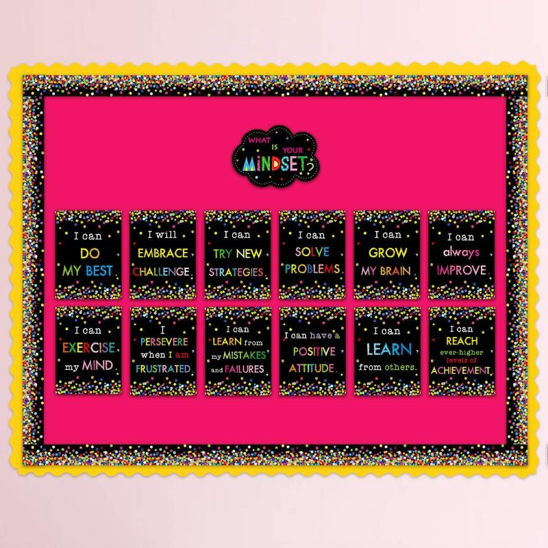Photo 1 of Growth Mindset Posters Classroom Bulletin Board Display Set Confetti Positive Sayings What is Your Mindset for Kids School Decoration SEE PHOTO
