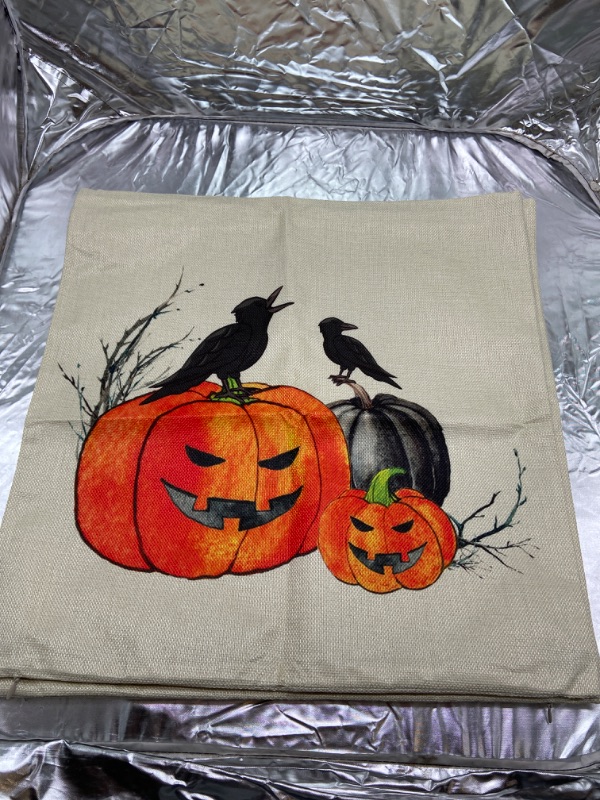 Photo 3 of Fall Halloween Pumpkin Pillow Covers 18x18 Inches Set of 4 Trick or Treat Farmhouse Decor Home Throw Cushion Case for Sofa Couch Decoration SEE PHOTO
