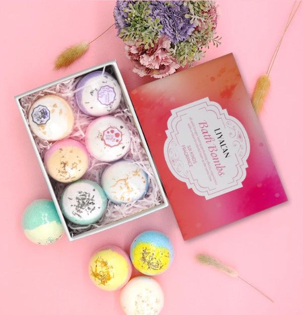 Photo 1 of 6 Piece Bath Bombs Set Including Lavender Rose Green Tea Milk Pot Marigold And Osmanthus Soothing Spa Level Experience New 