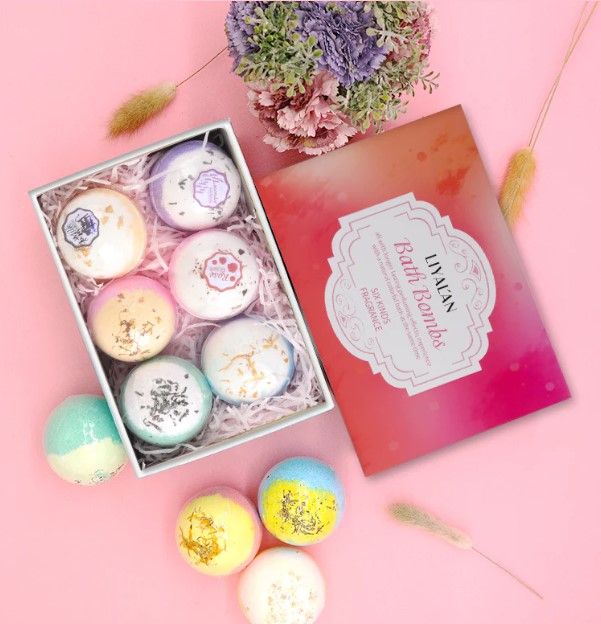 Photo 1 of 6 Piece Bath Bombs Set Including Lavender Rose Green Tea Milk Pot Marigold And Osmanthus Soothing Spa Level Experience New