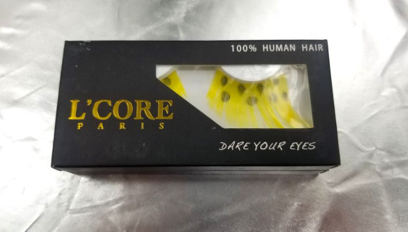 Photo 2 of 2 Pack Human Hair Eyelashes Yellow and Black Polka Dot Detail Durable Easily Contours to Eyelids Style G27 New 