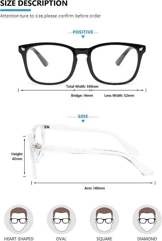 Photo 2 of 2 Pack Blue Light Blocking Glasses, Computer Reading/Gaming/TV/Phones Glasses for Women Men,Anti Eyestrain & UV Glare (Light Black+Clear)
