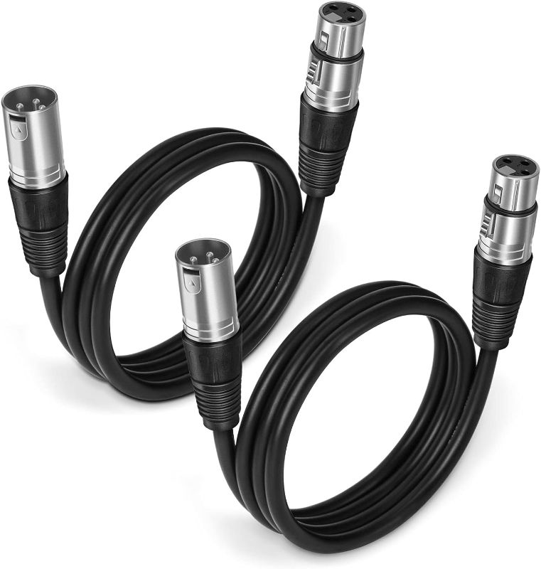 Photo 1 of HOSONGIN XLR Cables 10 Ft 2 Packs, Balanced XLR Microphone Cable Male to Female 3-PIN XLR Mic Cords DMX Cables 10 Feet, Black
