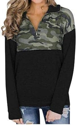 Photo 1 of Women 1/4 Zip Up Stand Neck Long Sleeve Sweatshirt Loose Casual Pullover Jacekts Tops Women's Long Sleeve Running Shirts Lightweight Workout Tops with 1/4 Zip Collar for Spring Autumn Sweater - Size Small
