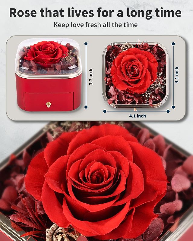Photo 1 of Rose Gifts for Mom, Preserved Flowers Red Rose Gift Box 
